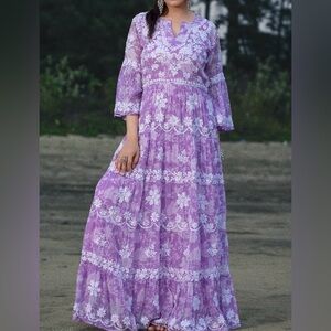 Fabric Soft Cotton 
Care Hand Wash only
Handwork
Dress Length 54”
Sleeves 16”